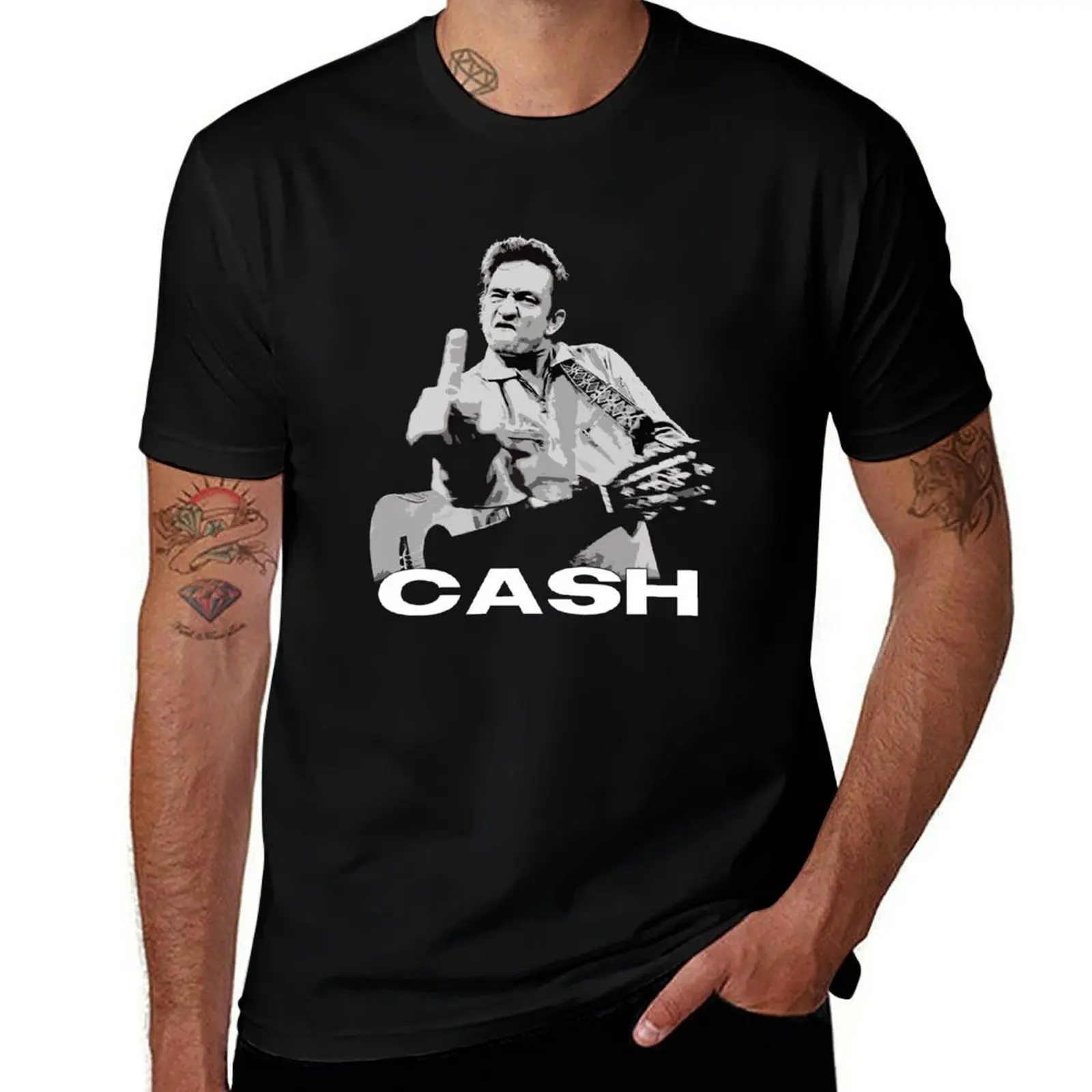 JOHNNY FINGER DISTRESSED T-Shirt Daily Wear Plain Short Sleeve Shirt T-Shirt