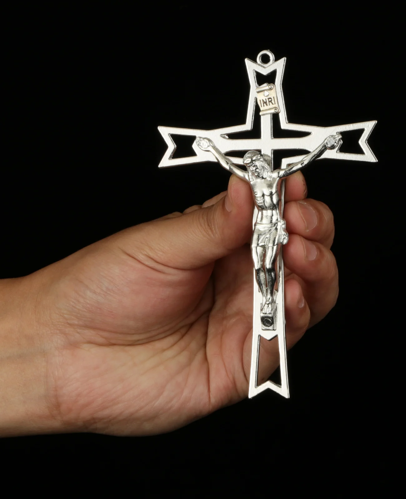 Diyalo Silvery Crucifixion 13CM Large Cross Pendant for DIY Religious Chaplet Rosary Necklace Parts Jewelry Making Accessories