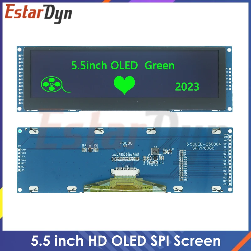 5.5 inch OLED LCD Display Module 256x64 Drive SSD1322 Interface SPI/ 8-BIT Parallel Port Green Font For Arduino