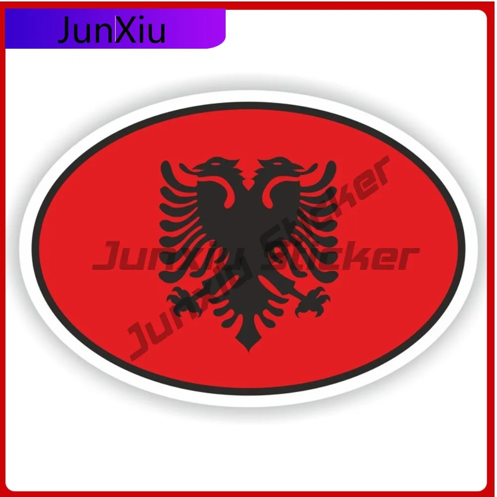

Albania Oval Sticker With Double-headed Eagle Flag Scratch Cover Vinyl Decals Waterproof Car Window Decals Motorcycle Camping