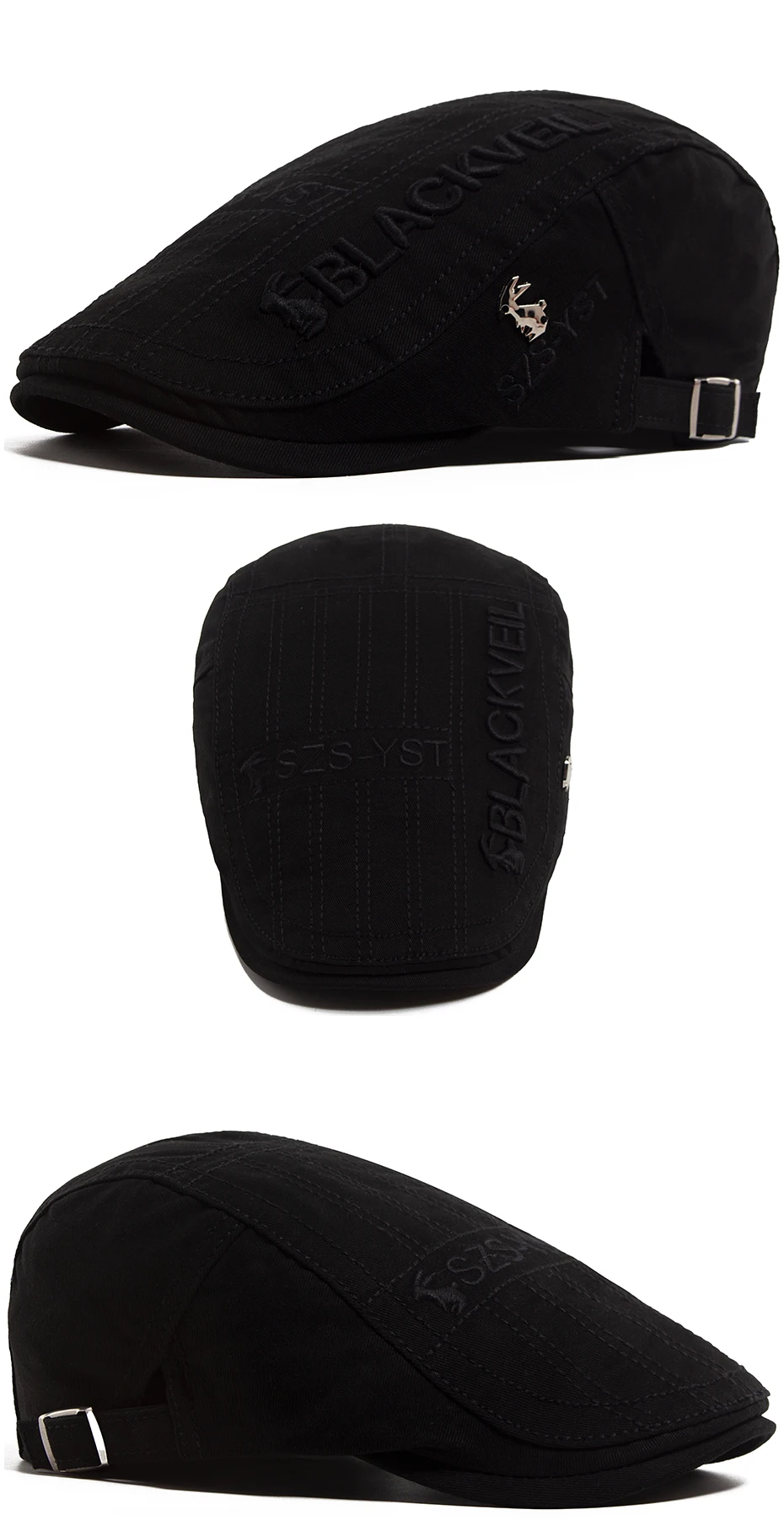 Männer Baskenmütze Mode Kaninchen Stickerei Flache Kappen Frühling Sommer Visier Für Männliche Mode Vintage Newsboy Cap Casual Berets Einstellbar – Detail 8