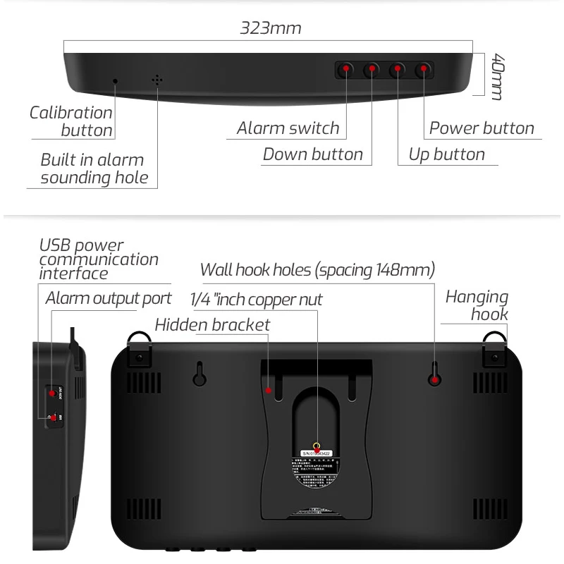 TASI TA653A TA653B Digital Sound Level Meter Large Screen Display Noise dB Meter Wall Hanging Type alarm Hospital Bar School