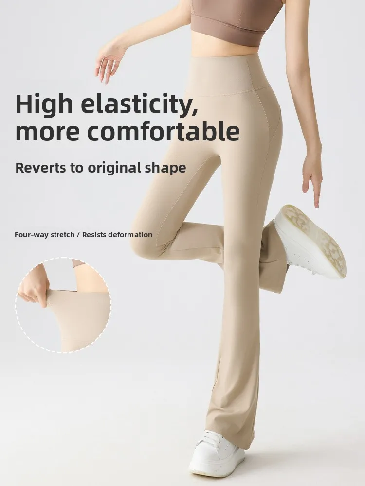 Pantalones de Yoga de cintura alta para mujer, pantalones acampanados blancos adelgazantes finos de verano, pantalones largos informales con Control de barriga, poliéster, nailon y LICRA