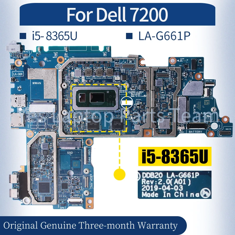 LA-G661P For Dell Latitude 12 7200 Laptop Mainboard 2-in-1 0TJFG7 0692DM i5-8365U i7-8665U RAM Notebook Motherboard Tested