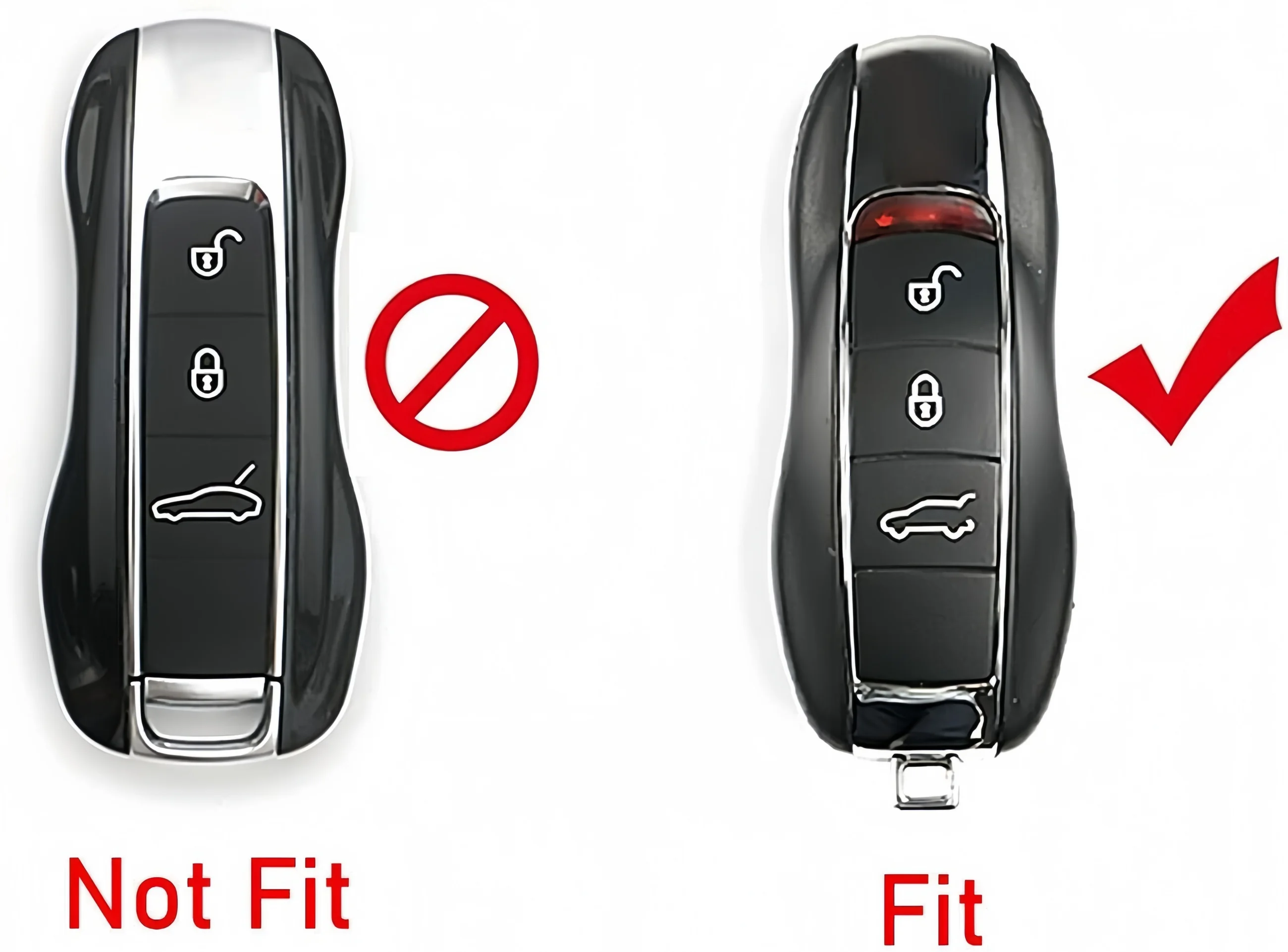 3PC Metal Material Matte Carbon Grey Key Shell with Middle Center Trim Car Key Case For Porsche Cayenne Panamera Macan Cayman