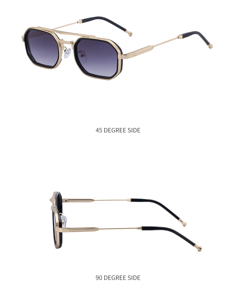 Steampunk Rechteckige Sonnenbrille für Herren 2026 Luxusmarke Retro Punk Sonnenbrillen für Männer Vintage Doppelbalken-Brillen UV400-Schutz – Detail 15