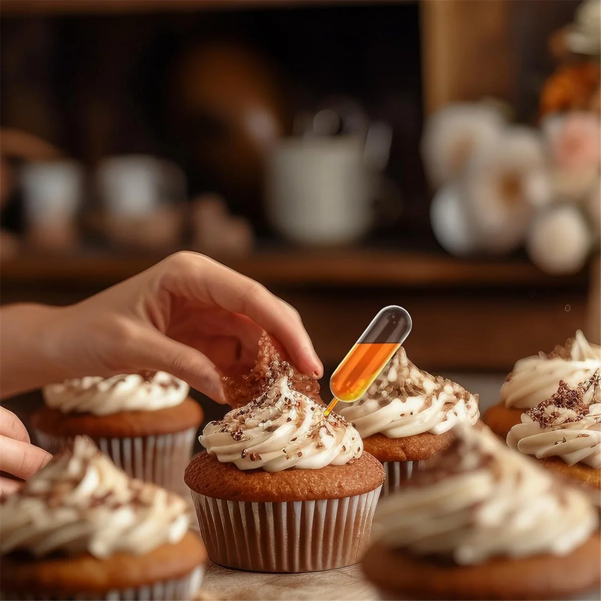 50Pcs 4ML Cupcakes Disposable Plastic Transfer Pipettes Liquid Dropper for Chocolate or Strawberries,Star Style