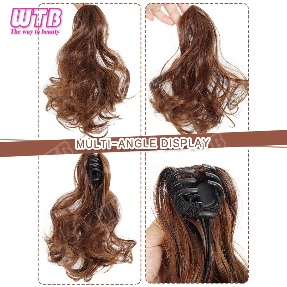 Curly Ponytail Synthetic Wig Small Clip Style Volumizing Short Curly Ponytail Wig Suitable for Women's Daily Wear and Holidays