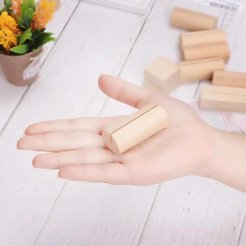 Decoration Paper Clamp Natural Wood Round Shape Base Wedding Supplies Photos Clips Clamps Stand Place Card Picture Frame