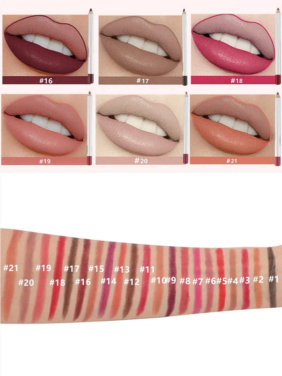 Private Label 21-kleuren lipliner aangepast logo pigment langdurige niet-vervagende lip vlek marker fluwelen matte make-up groothandel