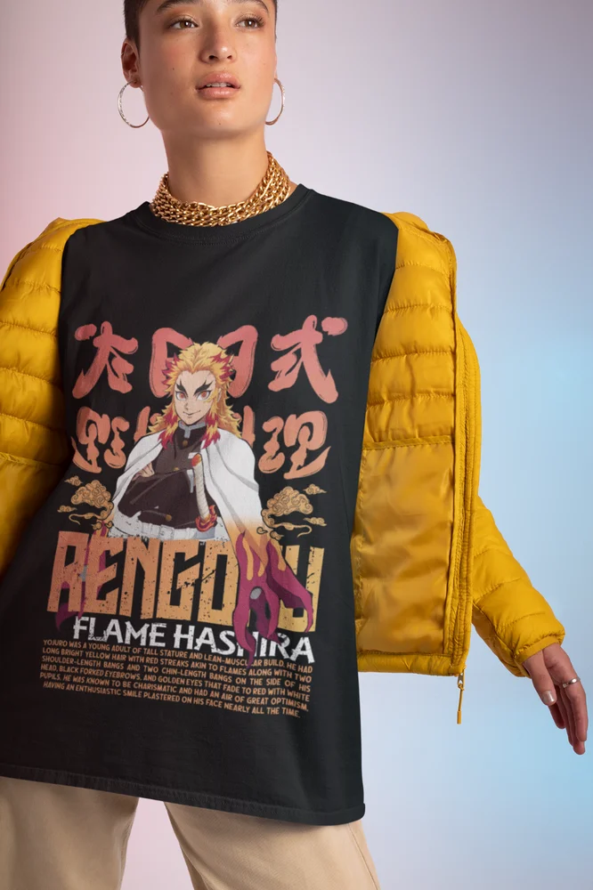 Kyojuro Rengoku Shirt Demon Slayer Tshirt Tanjiro T-Shirt Flame Pillar Anime Tee