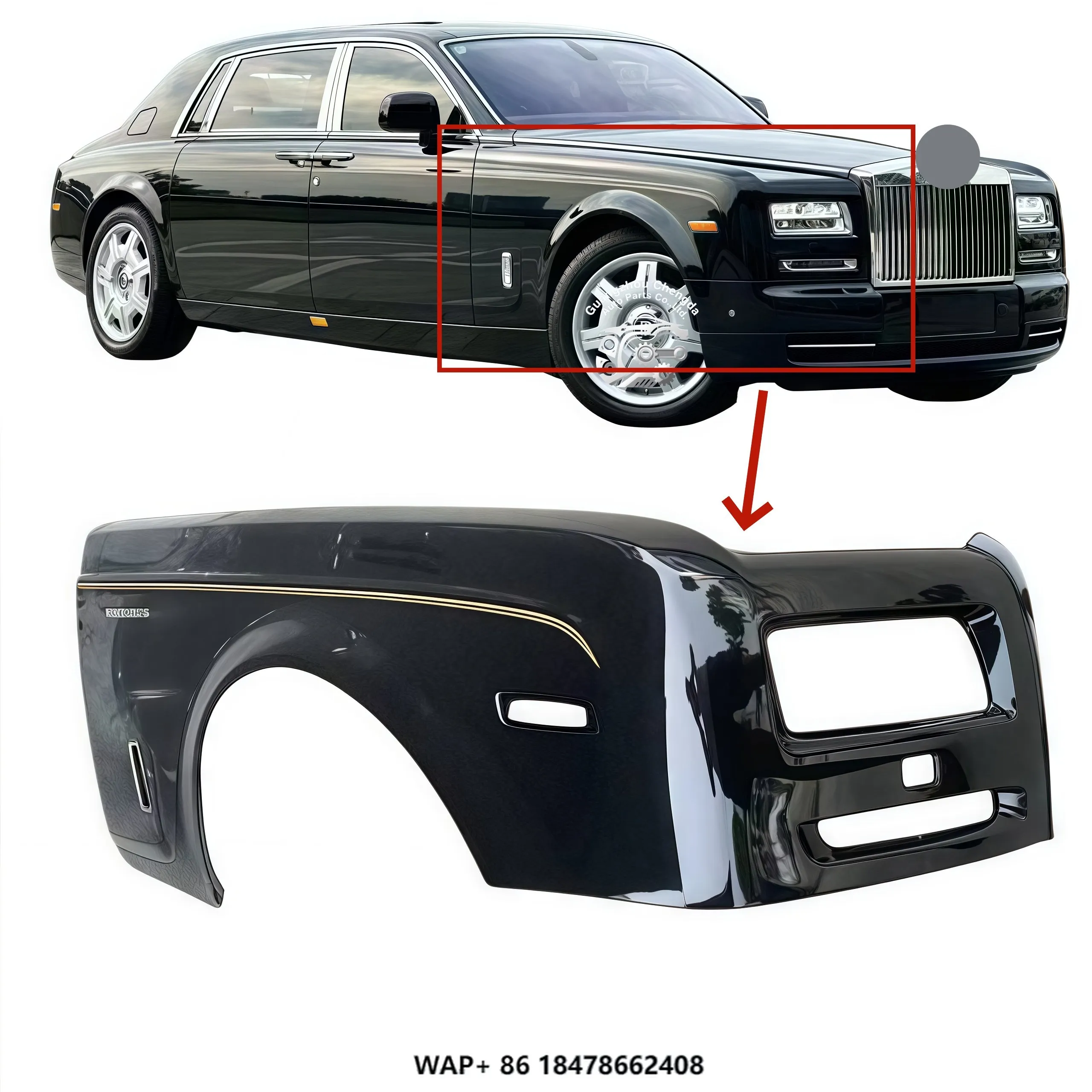 

Genuine OEM Used Front Fender W/ Side Skirt Panel - for Rolls-Royce Ghost & Phantom I 2009-2016 Models Left/Right Side