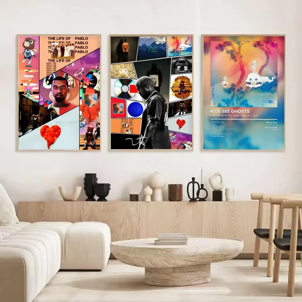 Popular Singer K-Kanye West Painting Calligraphy Stylish Canvas Poster Wall Art for Living Room Bedroom Cafe Office Decor Gift