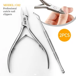 2pcs cuticle pliers, professional stainless steel cuticle cutters Cuticle clippers, pedicure tools for nails and toe nails (silv