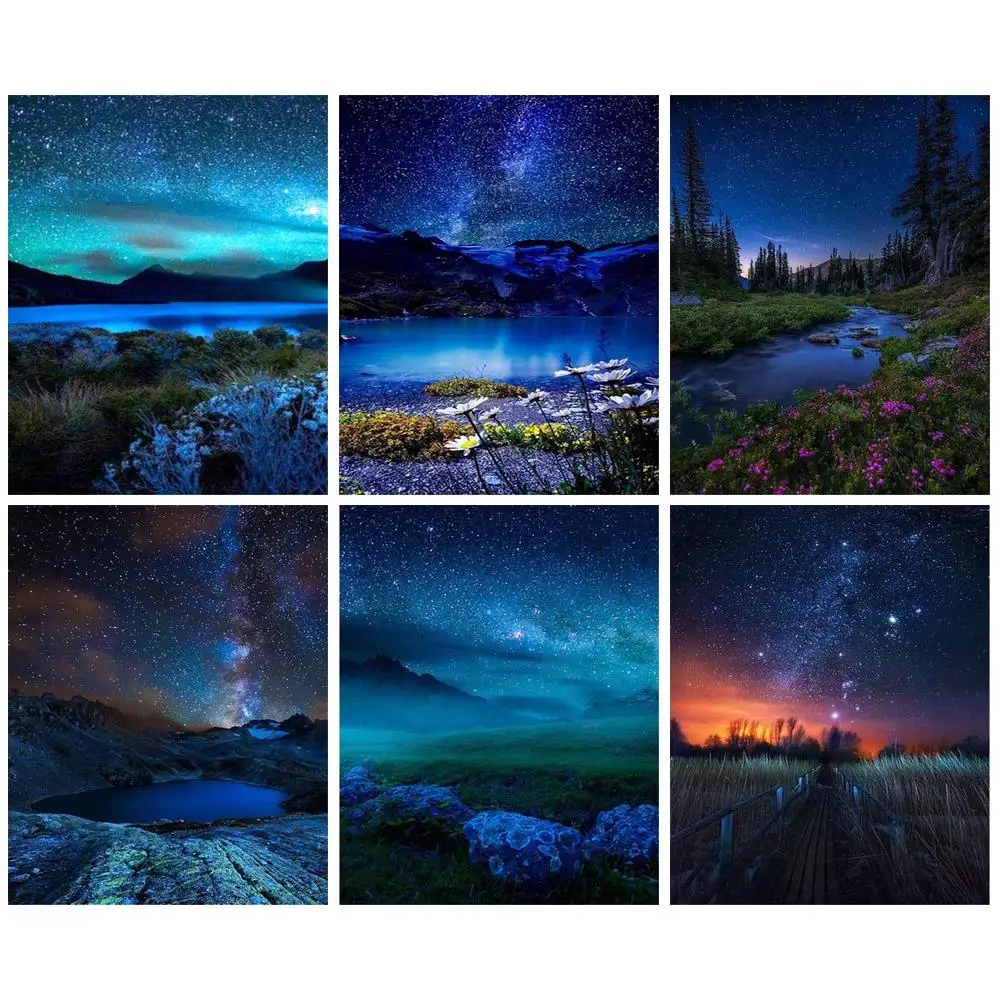 

CHENISTORY Paint By Numbers Beautiful Sky Drawing On Canvas Coloring By Numbers Kits Handpainted Home Decor