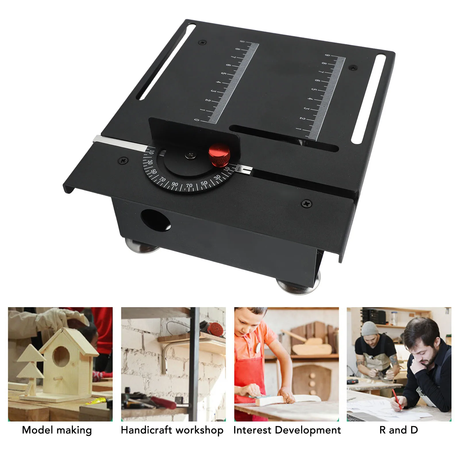 Mini Table Saw 100W DIY Handmade Woodworking Tool Desktop Cutting Machine with Adjustable Cutting Depth DesktopSaw for Wood PCB