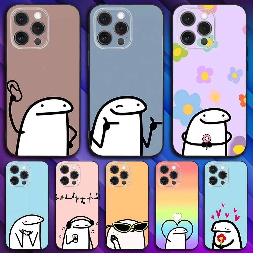 

Cartoon F-Flork Cute Meme Phone Case For iPhone 17,16,15,14,13,12,11,Pro,Max,Plus,X,XS,SE4,E,Mini,Soft Black Case