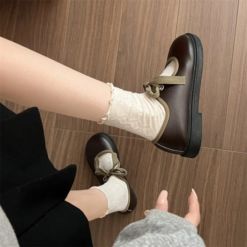 2026 New Women Flats Shoes Summer Moccasin Fashion Creepers Lady Loafers Ladies Lace Up Platform Shoes Mary Jane Shoes
