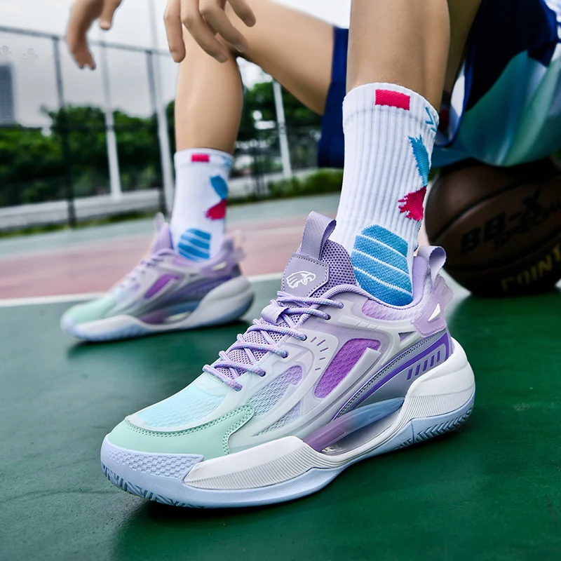 QNX-G777 Tênis de basquete profissional para homens e mulheres, treinamento de ginástica wearable, treinadores esportivos, sapatos de almofada