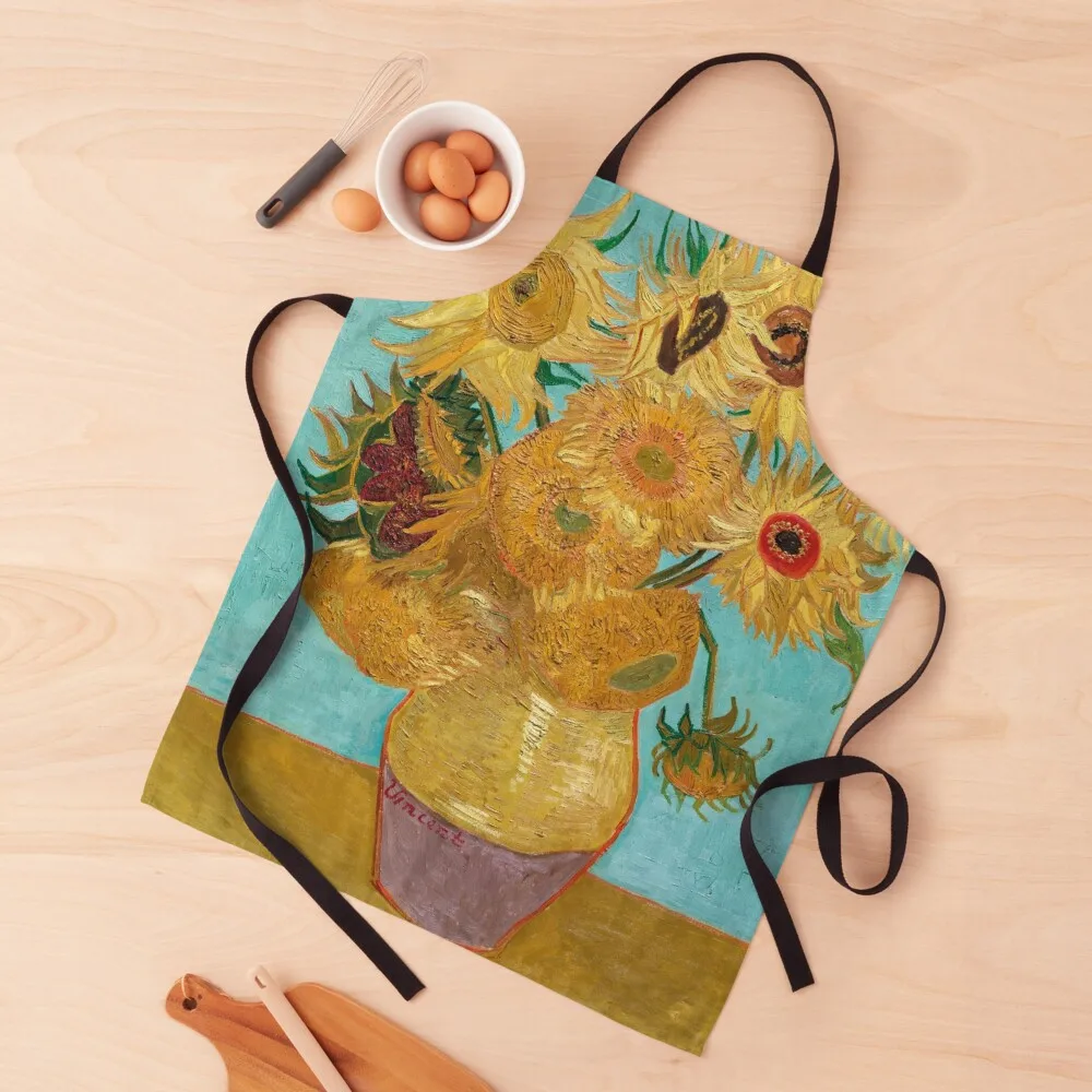 

Vase with Twelve Sunflowers, Van Gogh Apron Women's Teacher Kitchen Items for women with pocket Apron