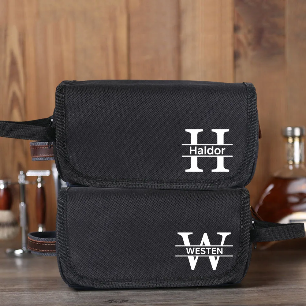 Personalized Men’s Canvas Toiletry Bag Custom Travel Dopp Kit Bags Anniversary Gift for Him Groomsmen Gift for Best Man