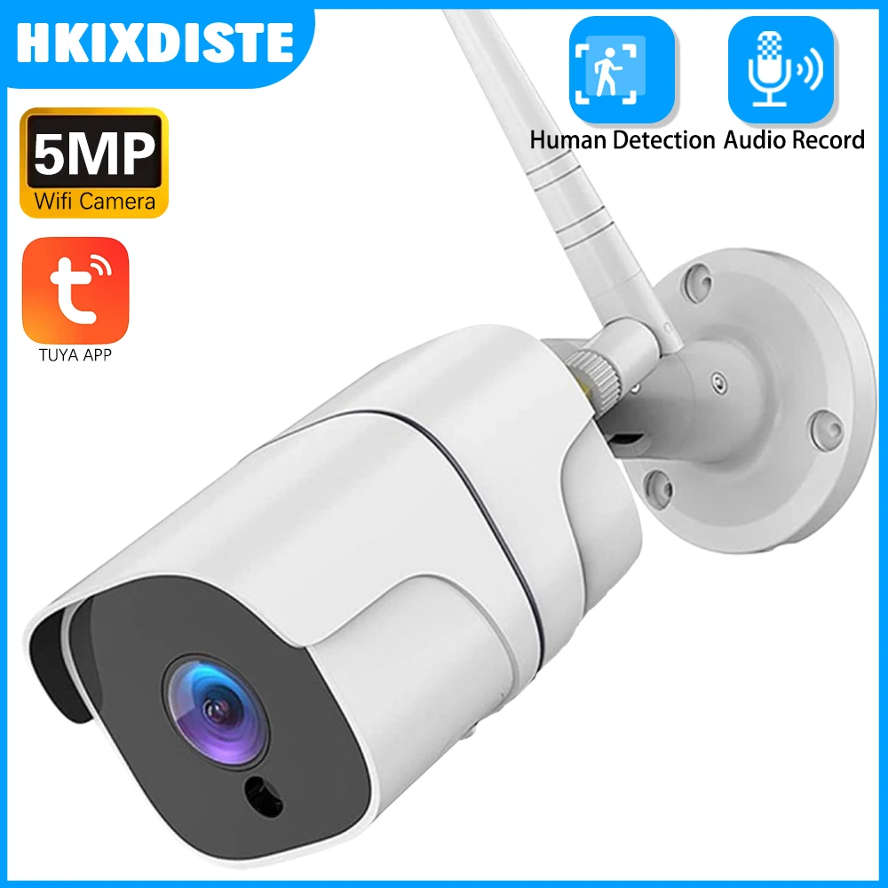 

Водонепроницаемый IP66 5MP TUYA металлический корпус Tuya Smart life домашнее аудио удаленный просмотр CCTV пуля камера безопасности IP беспроводная камера