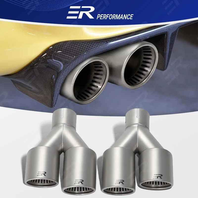

ER Matte Stainless Steel Exhaust Tip Universal Car Accessories Double Outlet Pipe Modification Car Muffler Upgrade