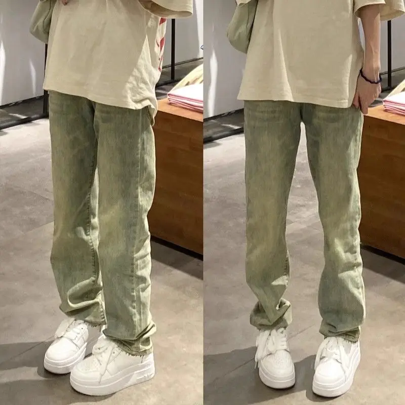 

Мужские джинсы в стиле ретро в американском стиле High Street, свободные прямые брюки для похудения, повседневные длинные брюки с талией, осенний тренд Faion