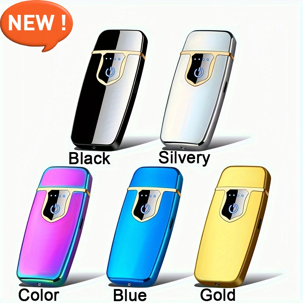 A Fashionable and Personalized Color Touch Curved USB Rechargeable Portable Lighter, Suitable for Outdoor and Indoor Use.