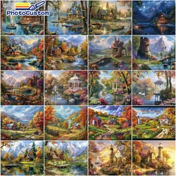 PhotoCustom Painting By Numbers Kits Hourse Landscape DIY Paint By Numbers On Canvas Home Decor Digital Hand Painting Gift