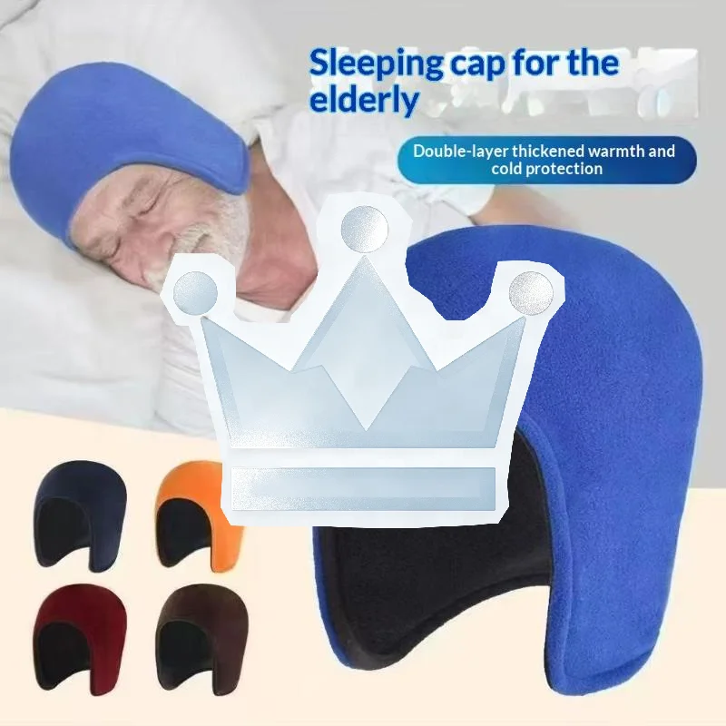 Soft Fleece Elderly Sleeping Hat Winter Thermal Ear Protection Cap for Cold Weather Senior Outdoor Activities