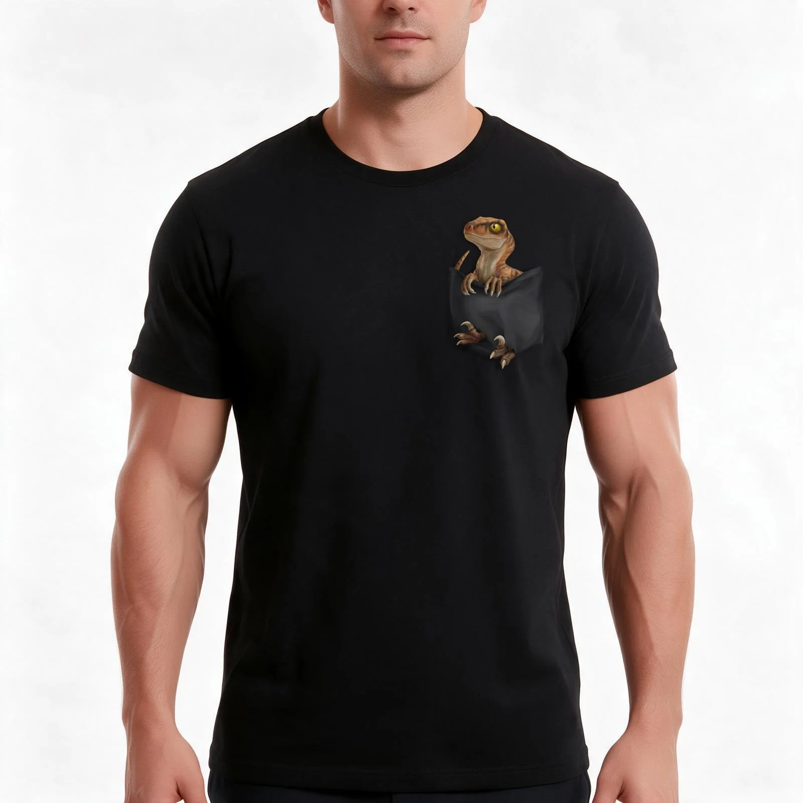 Pocket Protector - Lost World T-Shirt, Summer Casual Cotton Tee, Oversized Streetwear Tops, Vintage Graphic Print, 100% Cotton