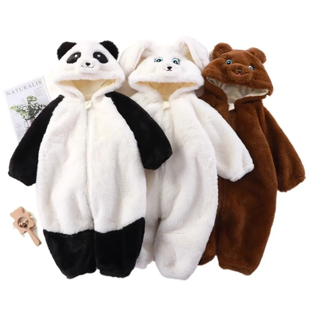 

Autumn Winter Jumpsuits Nightgown Hooded Warm Newborn Romper Sleepwear Cute Animal Cartoon Infant Home Clothes For Girls Boys
