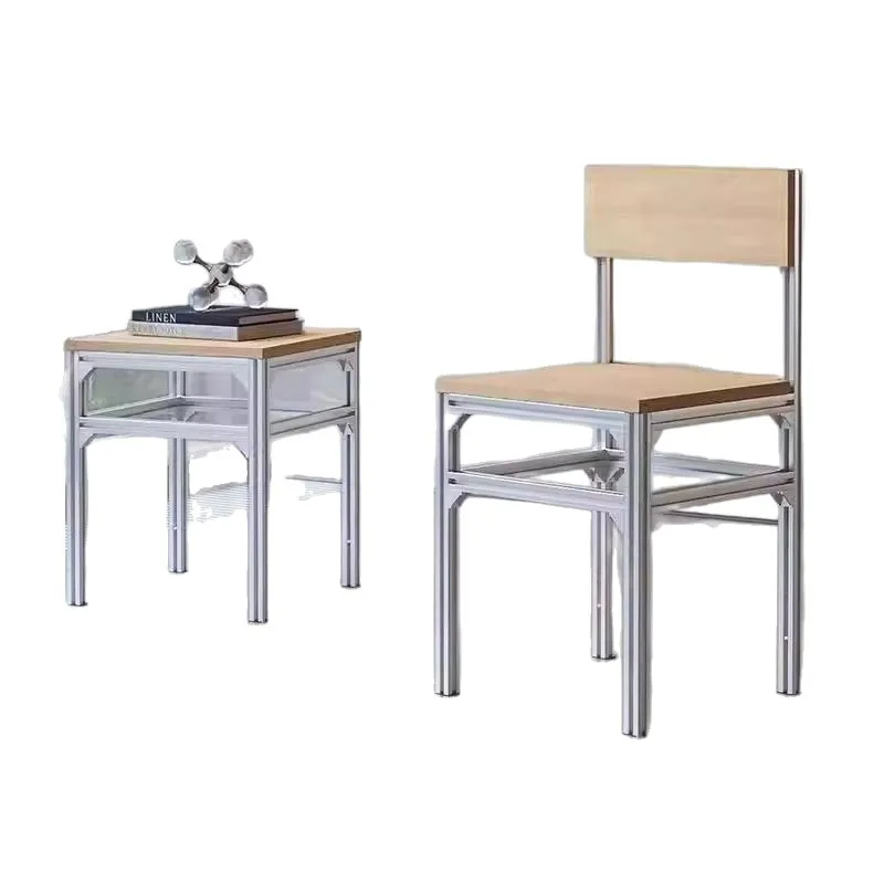 

Medieval, aluminum, birch, dining table and chairs, home, modern, minimalist