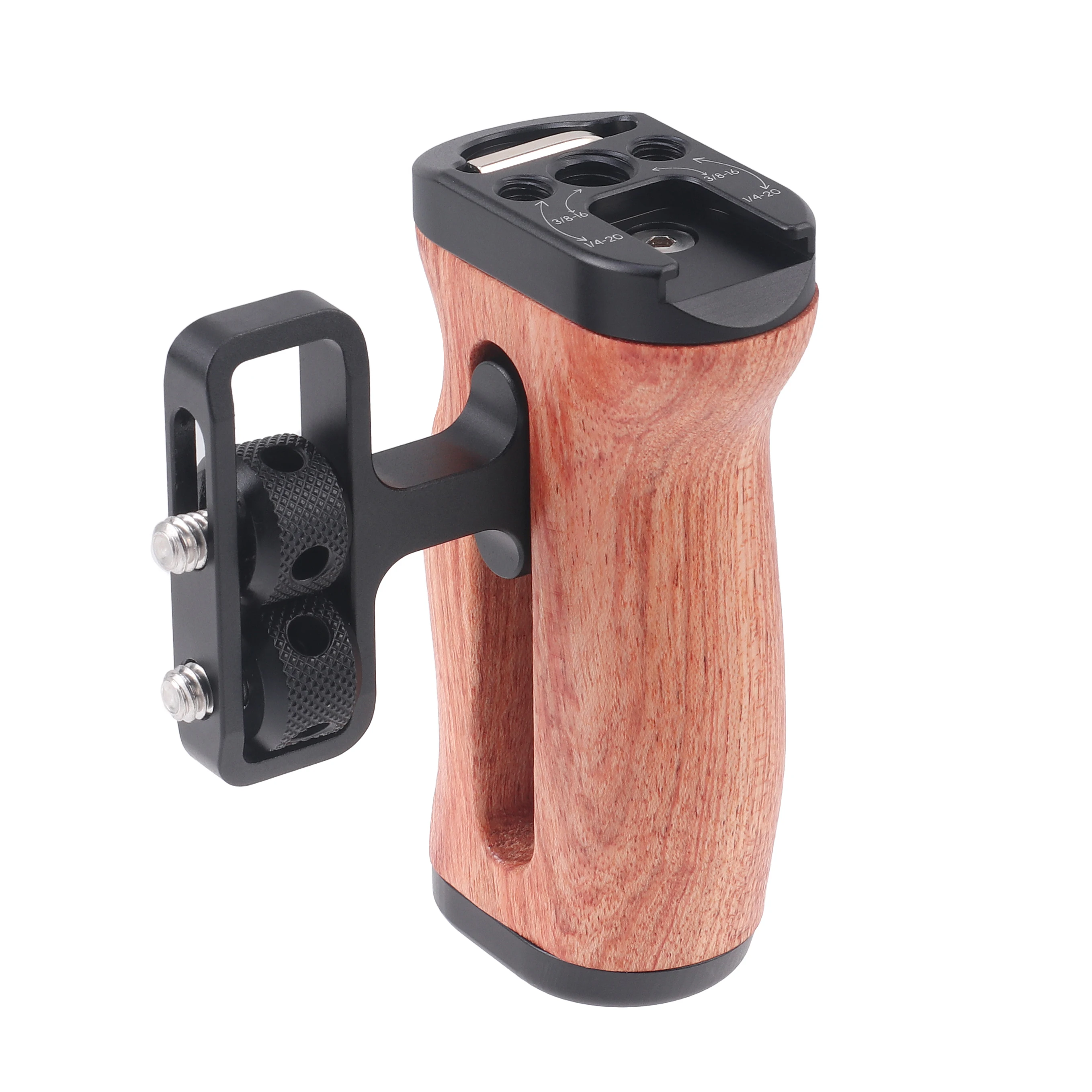 FOTGA Side Handle Universal Camera Wooden Handle Camera Cage for Sony/Canon/Nikon Mini Handgrip 1/4 Screws Cold Shoe Photography