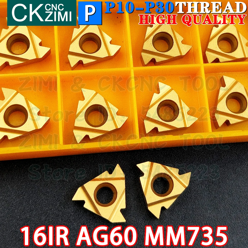 16IR AG60 MM735 0.5-3.0 pastilhas de metal duro Esquerda direita Pastilhas rosqueadas externas internas Ferramentas RT16.01N G60P MMT16IR AG60 Ferramentas de torneamento CNC de metal