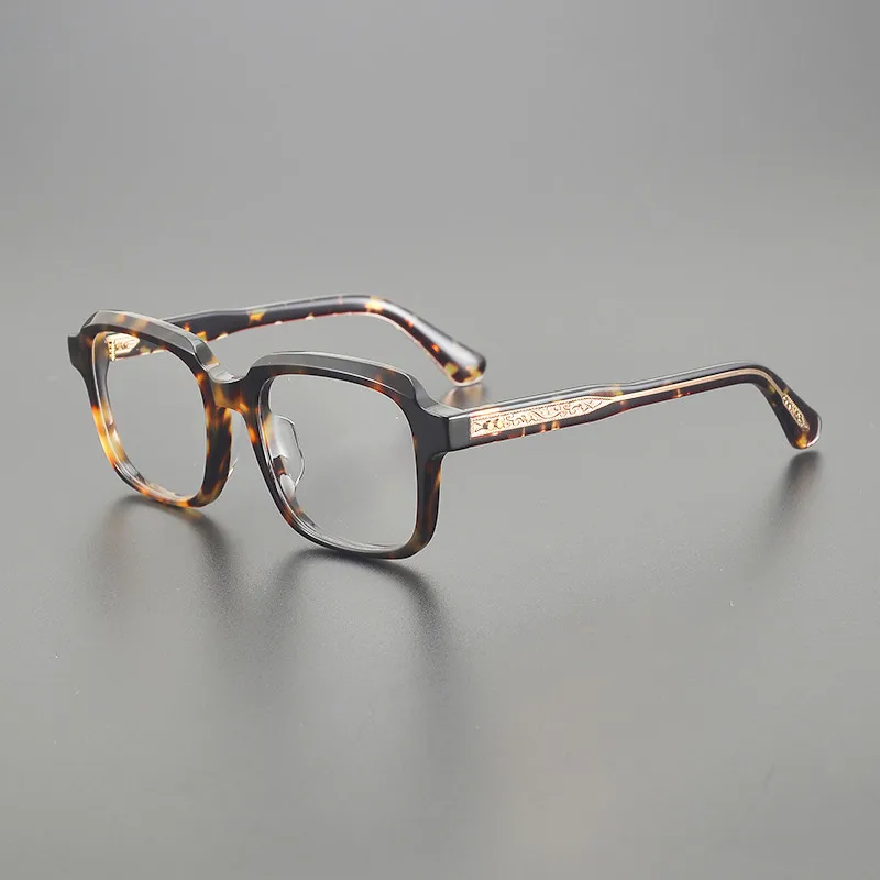 JMM310LX High quality acetate large frame Men's square leopard print color optical glasses Luxury brand prescription glasses