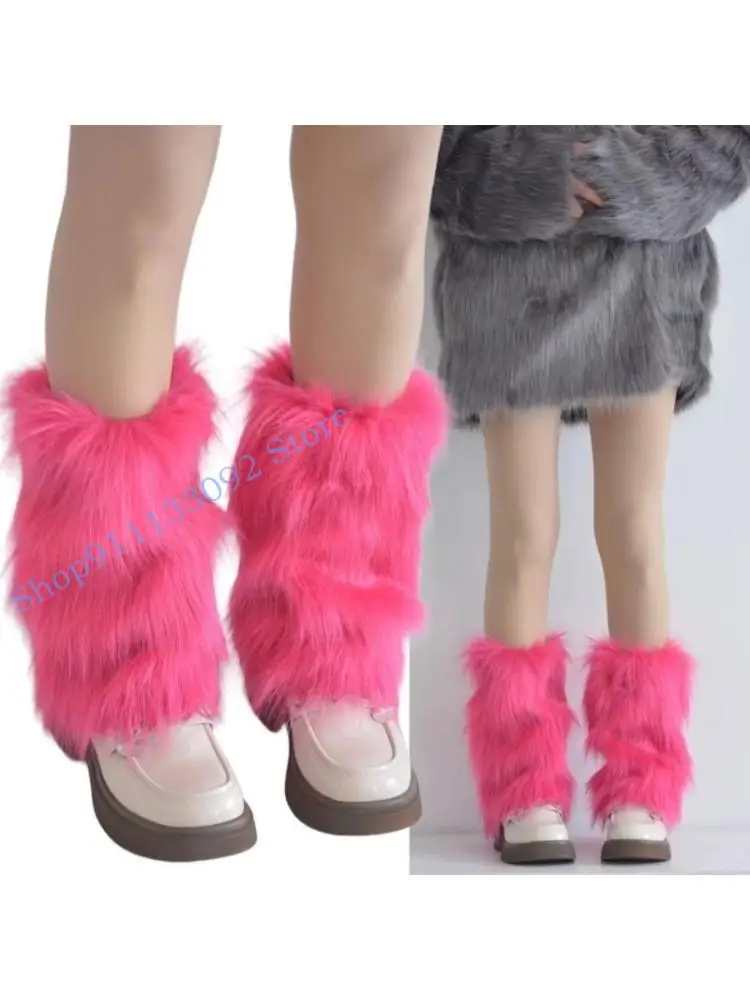 

H9ED ЖЕНЩИНА ФУРРИ КОСТЕМ ПАРТИЯ Сексуальные Y2K искусственные мех пушистые длинные ботинки для обуви манча