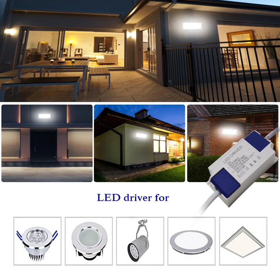 Constant Current External LED Driver 1-3W 8-12W 18-24W 300mA Isolation Lighting Transforme 85-265V  for LED Ceiling Downlight