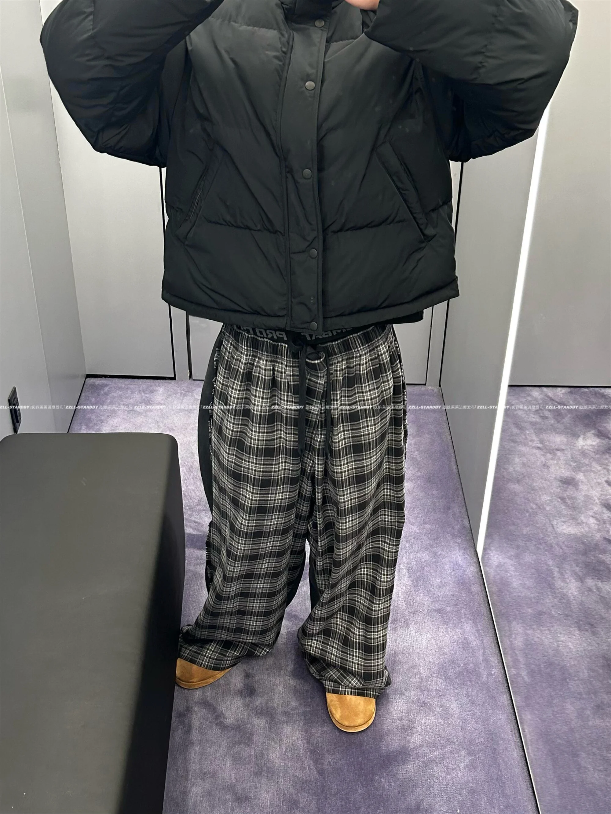 

Мужские повседневные брюки VANA ILUSION 26SS, двусторонние, с клетчатым узором, широкие штанины, хлопок, для пар