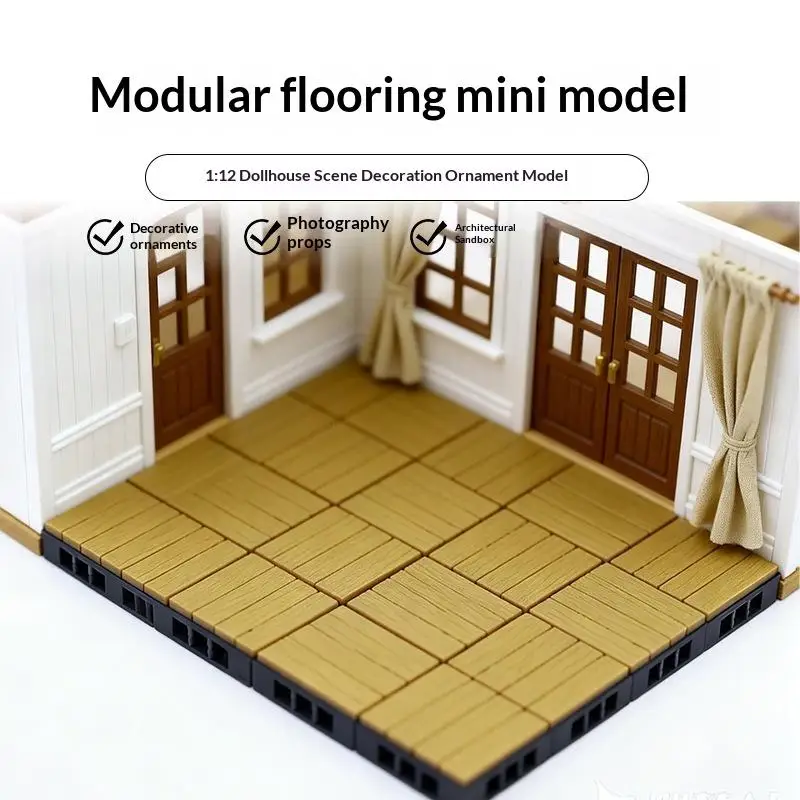 1/4Pcs 1:12 Dollhouse Flooring Simulation Outdoor Floor Bricks Miniature Modular Anti Corrosion Floor Mini Model Furniture Decor