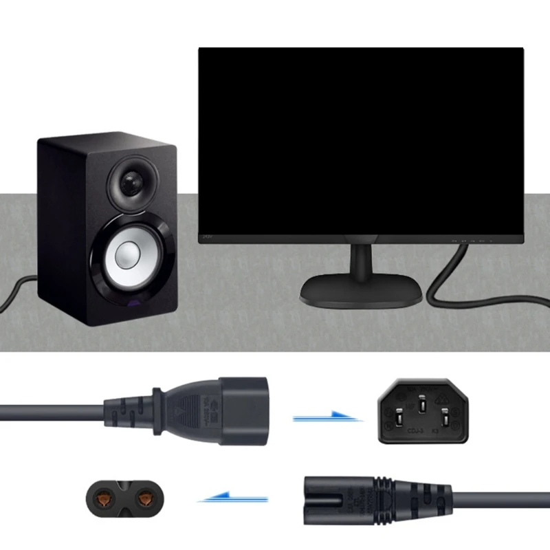 Cable eficiente macho a Cable C14 a C7 Cable alimentación práctico PVC para habitación