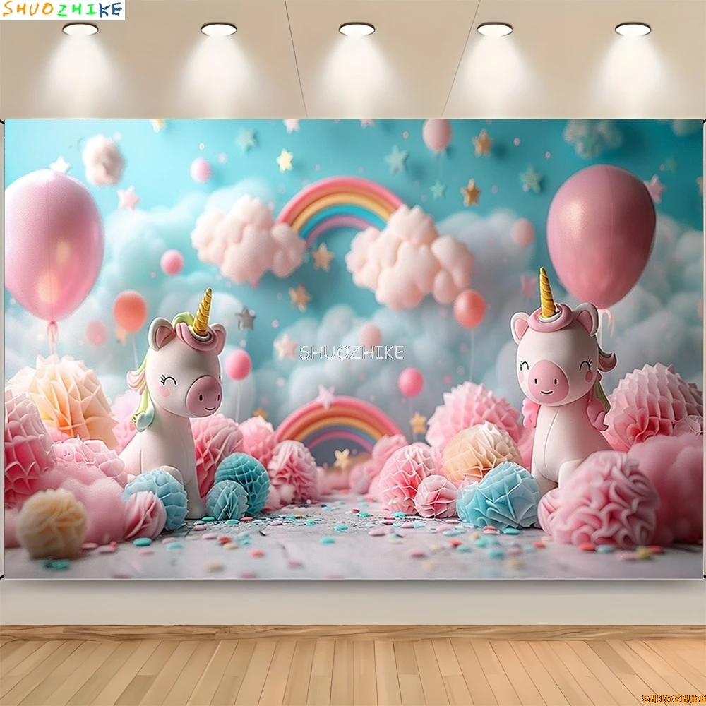 الذهب الأزرق حفلة عيد ميلاد خلفيات للتصوير الفوتوغرافي الدعائم قوس بالونات Joyous Candyland الوليد الطفل استوديو الصور خلفية TF-05