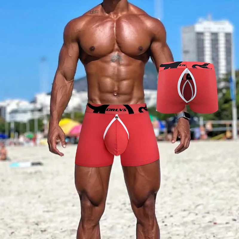  2 PCS Men's Color mixing Open-Crotch Briefs | Detachable Pouch & Hollow-Out Design | Soft Modal, Breathable and Sexy