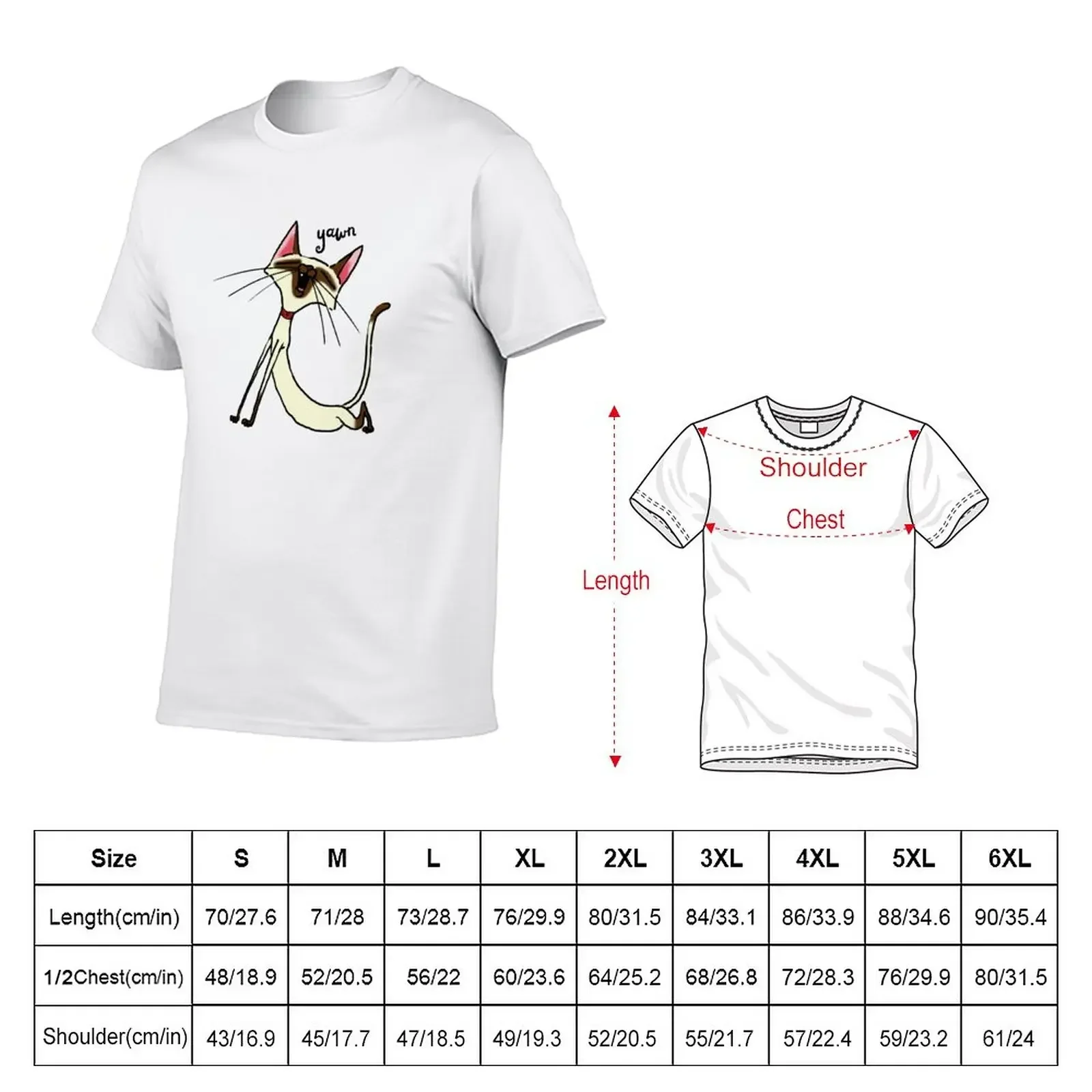 Sleepy Siamese Cat, Cat Stretch, Siamese Cat Lover, Cartoon Siamese T-Shirt tops Men's clothing