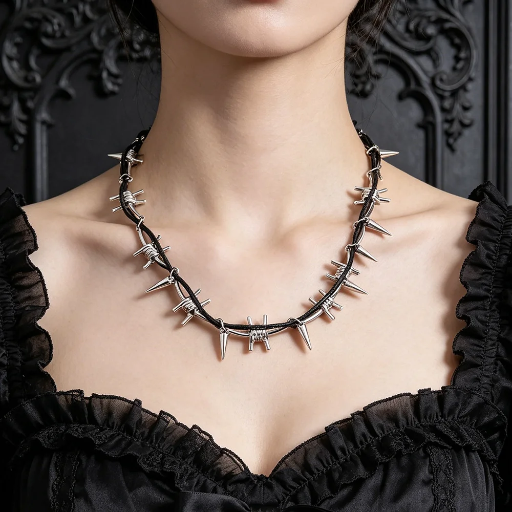 Naszyjnik choker z kolczastym  – Goth Punk Spike Choker recenzja i cena