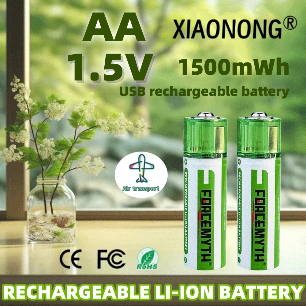 

AA 1.5V 1500mWh USB Rechargeable Li-ion Battery for Remote Control Mouse Small Fan Electric Toy