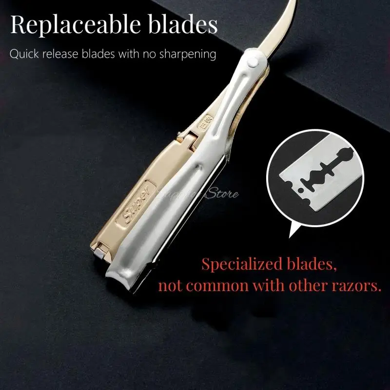 Anti-scratch Safety Shaving Razor Retro Men\'s Manual Knife Holder Changing Blade Barber Tools For Men Gift With 20 Blades