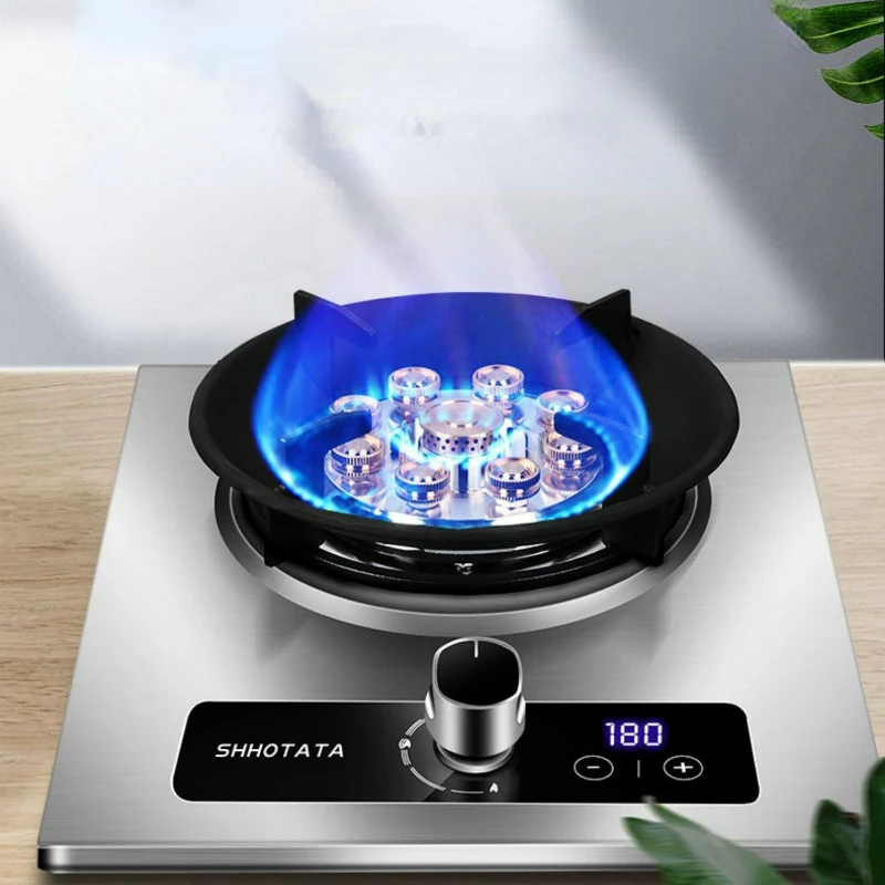 Explosion-proof Stainless Steel Gas Single Stove Desktop Gas Stove for Kitchen 5.2kw Large Fire Flame-out Protection Cooktops