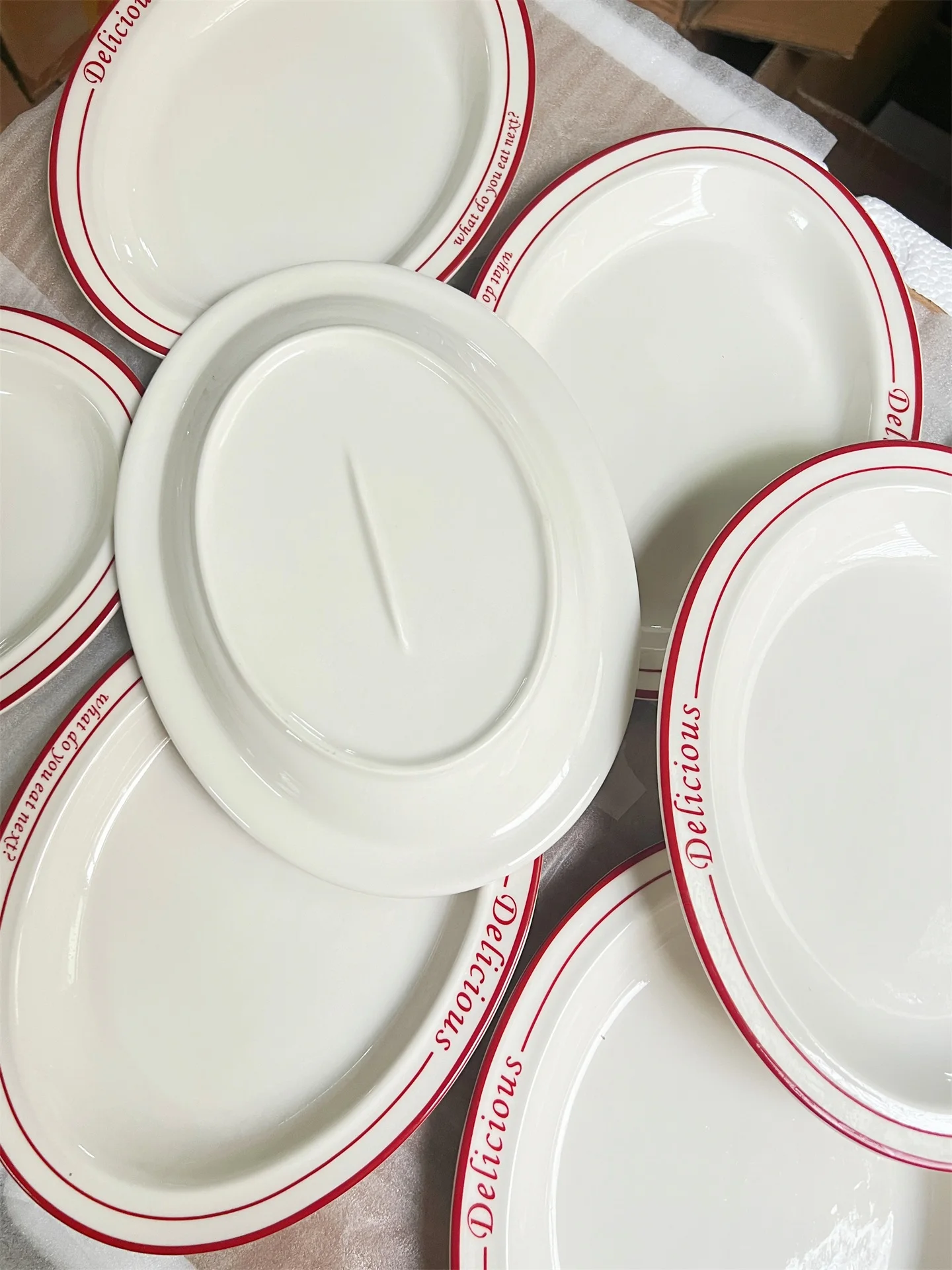 Plato Ovalado de Cerámica Estilo Coreano para Pasta, Ensalada, Fruta, Postre, Alto Valor Estético, Desay Casero, Plato par...